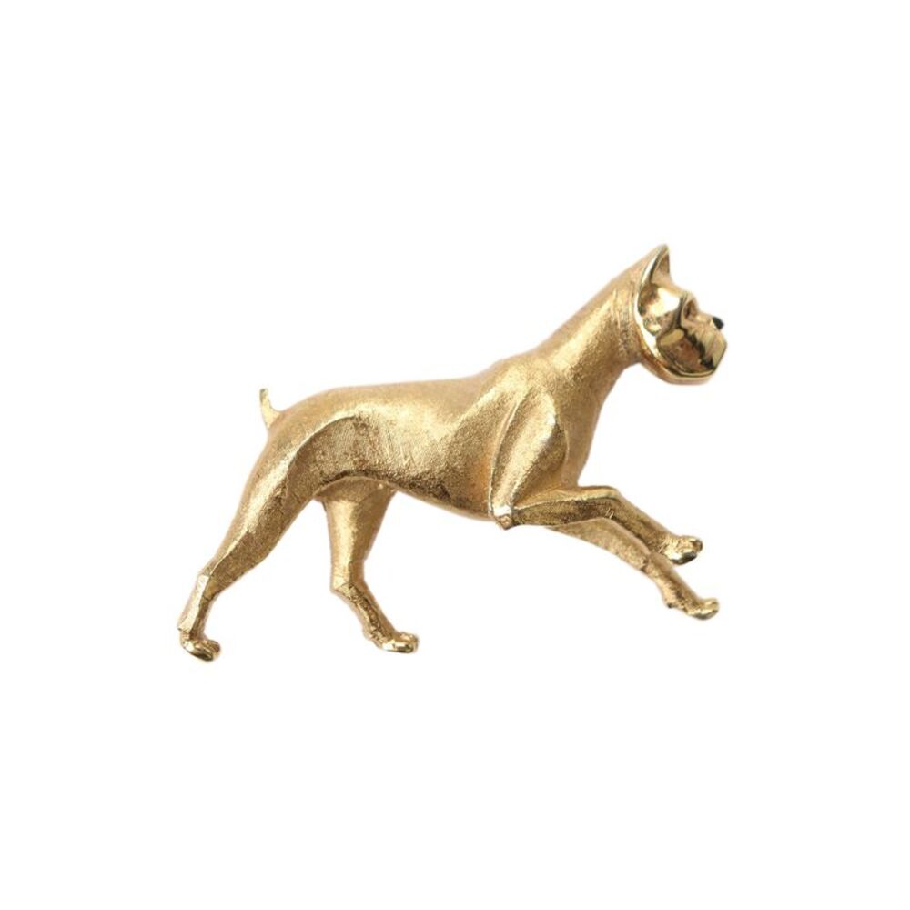 Boucher Womens Vintage Gold Plated Boxer Dog Brooch 2" - Picture 2 of 5